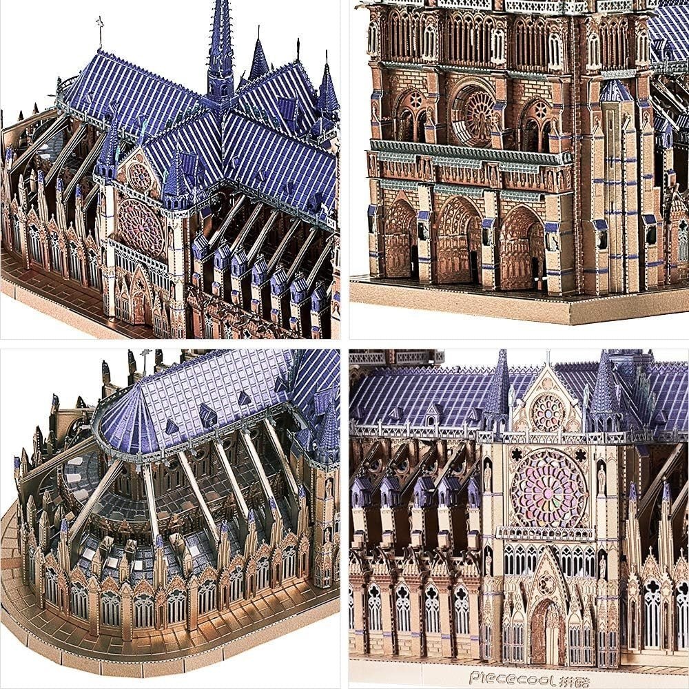 382pc Metal Cathedral 3D Puzzle Model Kit Stainless Steel DIY Build - Kwikley