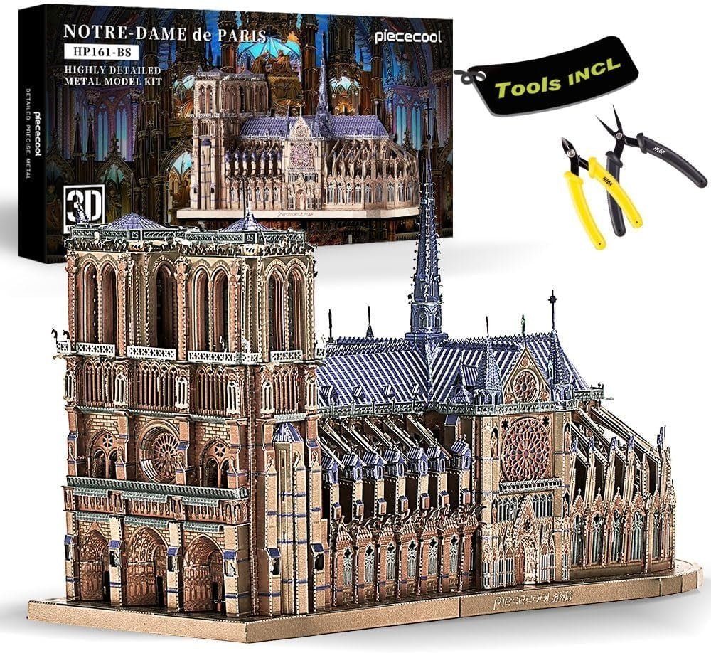 382pc Metal Cathedral 3D Puzzle Model Kit Stainless Steel DIY Build - Kwikley