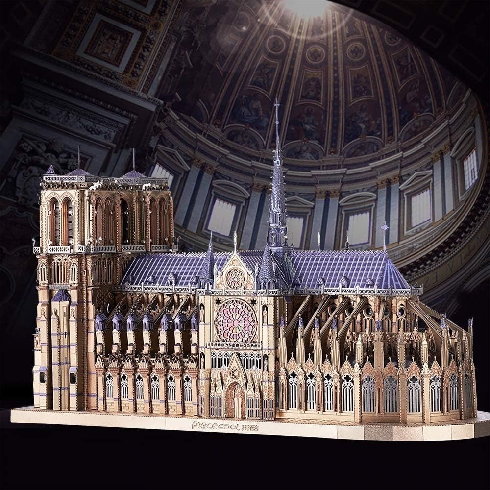 382pc Metal Cathedral 3D Puzzle Model Kit Stainless Steel DIY Build - Kwikley