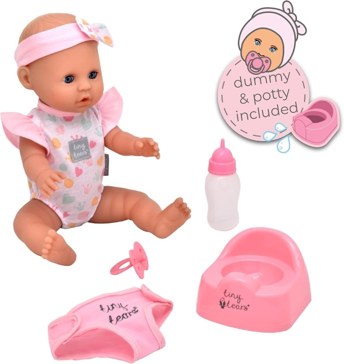 38cm Baby Doll Crying Wetting w Bottle Potty Nappy Dummy - Kwikley