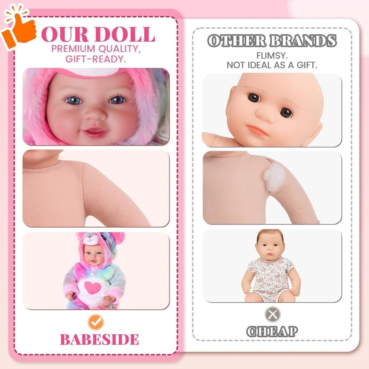 38cm Realistic Baby Doll Soft Body w Bottle Pacifier Gift Set - Kwikley