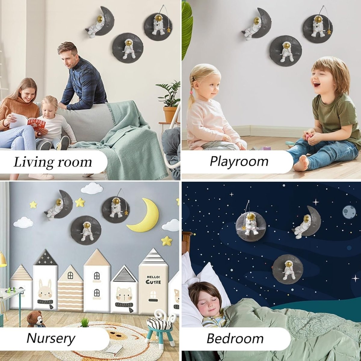 3D Astronaut Wall Decor Set of 3 Kids Bedroom Space Art - Kwikley