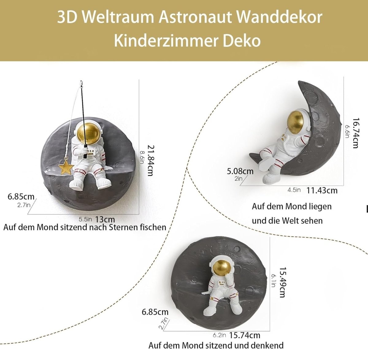 3D Astronaut Wall Decor Set of 3 Kids Bedroom Space Art - Kwikley