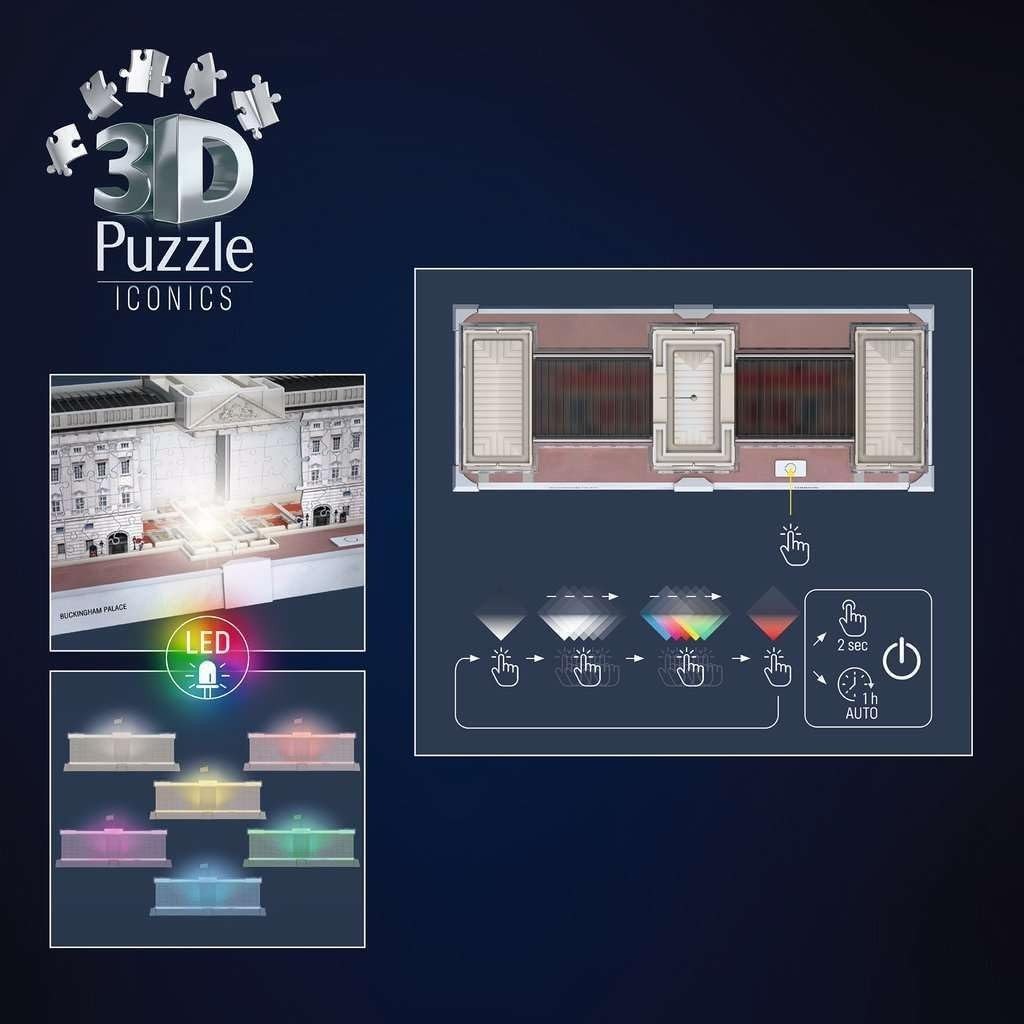 3D Buckingham Palace Light Up Puzzle 216 Piece LED Model Age 10+ - Kwikley