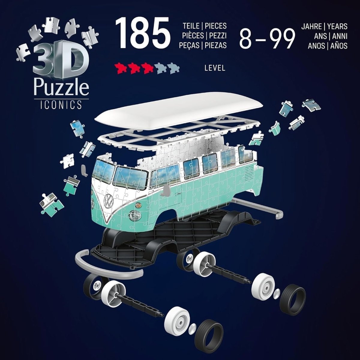 3D Camper Van Puzzle 108 Piece Classic Bus Model Kit No Glue Gift - Kwikley