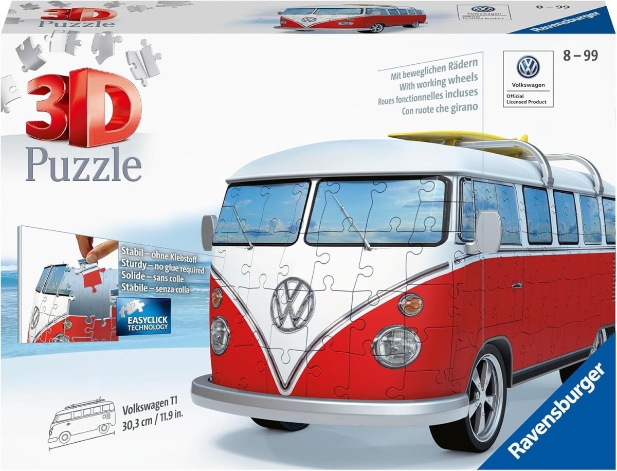 3D Camper Van Surfer Puzzle 162 Piece Vehicle Model Kit No Glue - Kwikley