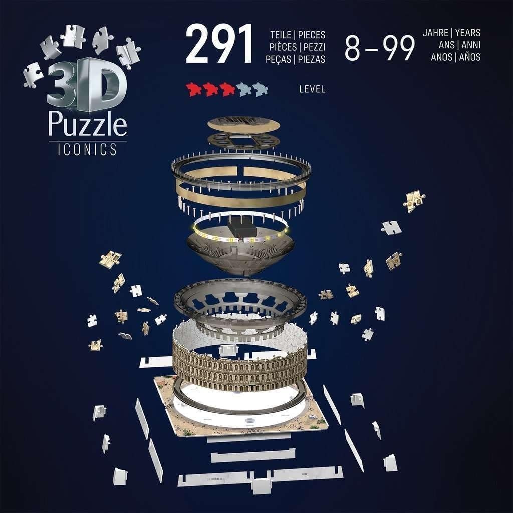 3D Colosseum Puzzle with LED Lights Roman Landmark Model Kit Decor - Kwikley