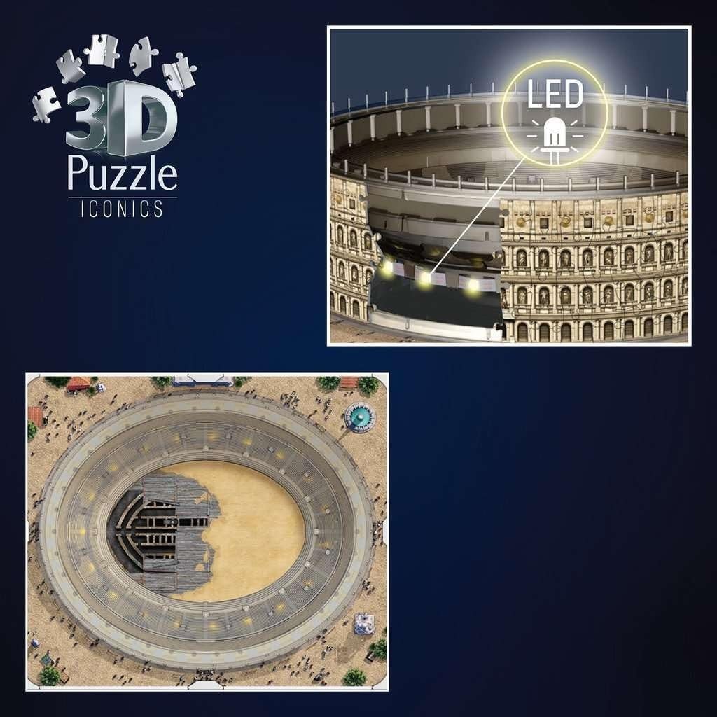 3D Colosseum Puzzle with LED Lights Roman Landmark Model Kit Decor - Kwikley