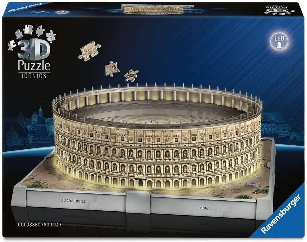 3D Colosseum Puzzle with LED Lights Roman Landmark Model Kit Decor - Kwikley