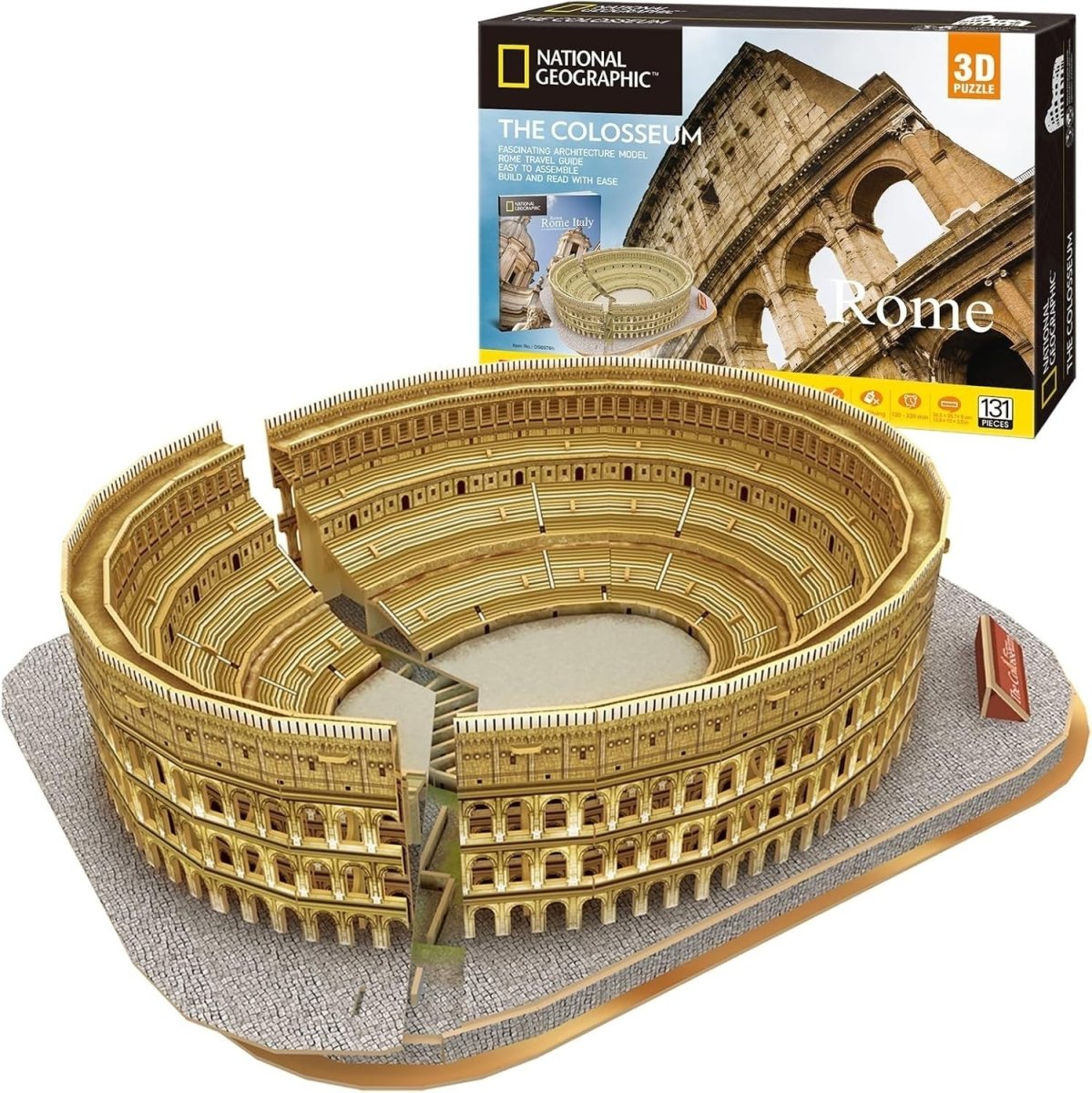 3D Colosseum Rome Puzzle 131 Piece Model Kit National Geographic Gift - Kwikley
