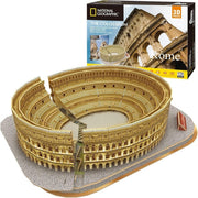 3D Colosseum Rome Puzzle 131 Piece Model Kit National Geographic Gift - Kwikley