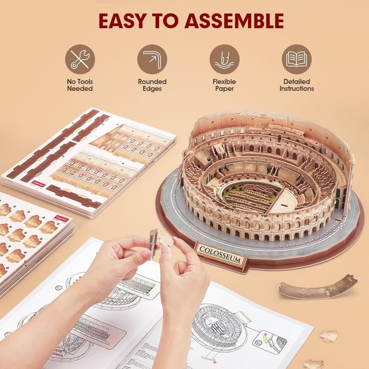 3D Colosseum Rome Puzzle 163 Piece Model Kit National Geographic Gift - Kwikley
