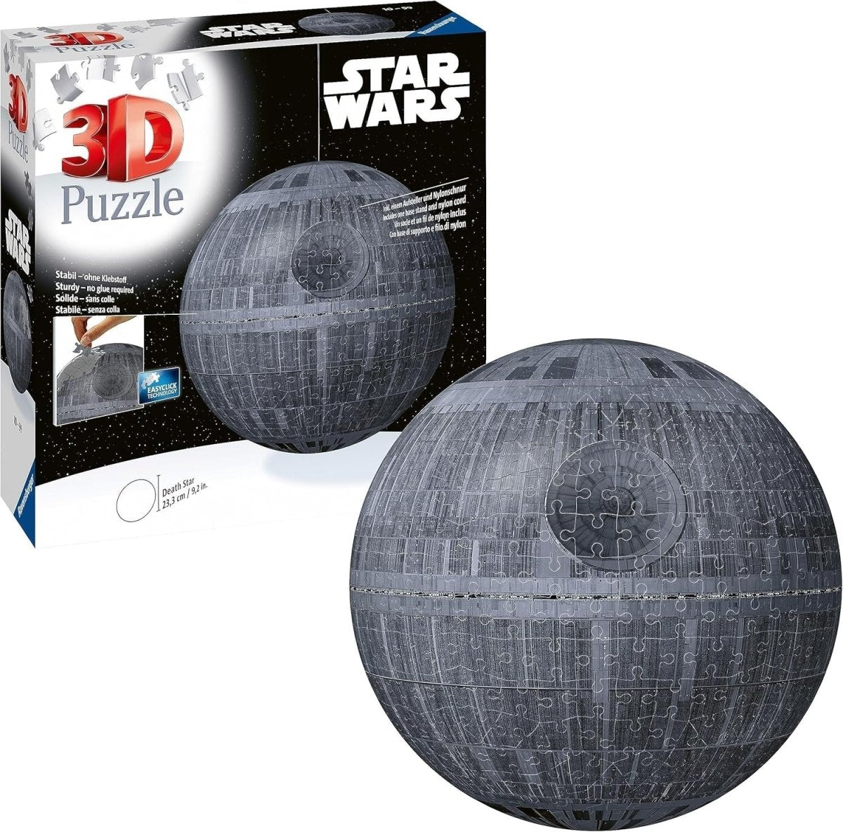3D Death Star Puzzle 540 Piece Star Galaxy Sphere Model No Glue Kit - Kwikley