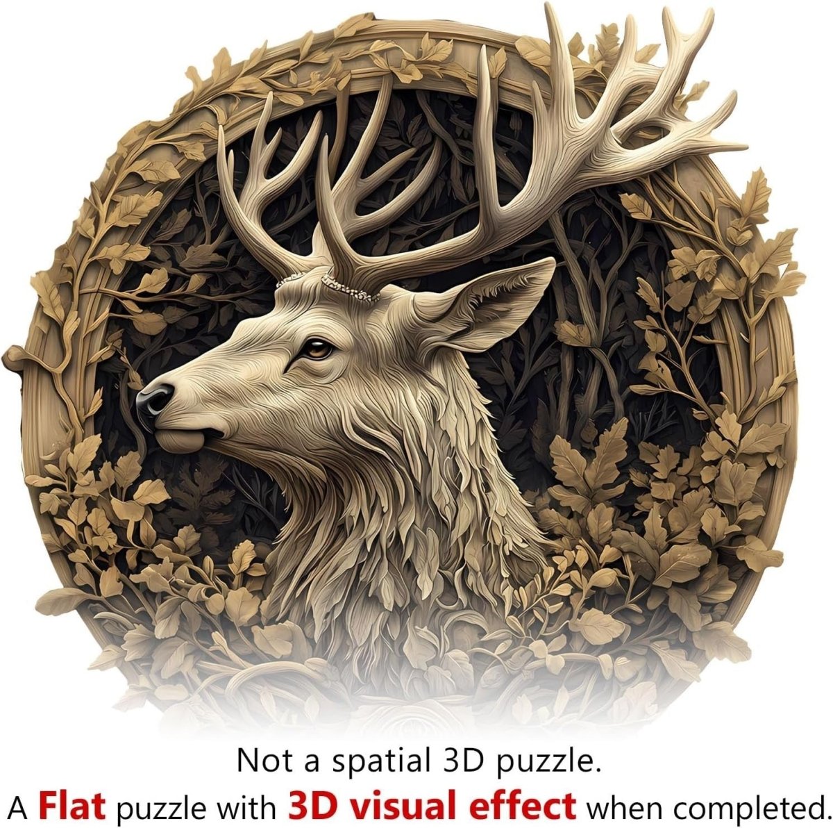 3D Deer Wooden Puzzle 295 Piece Animal Jigsaw with Gift Box Decor - Kwikley