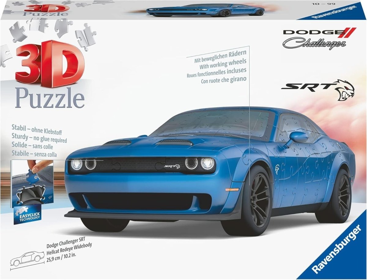 3D Dodge Muscle Car Puzzle 108 Piece Model Kit No Glue Required - Kwikley