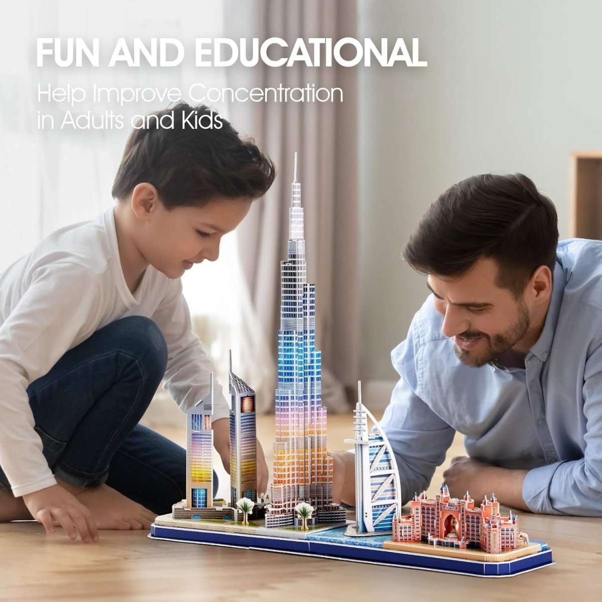 3D Dubai Skyline Puzzle LED City Model Burj Khalifa Architecture Gift - Kwikley