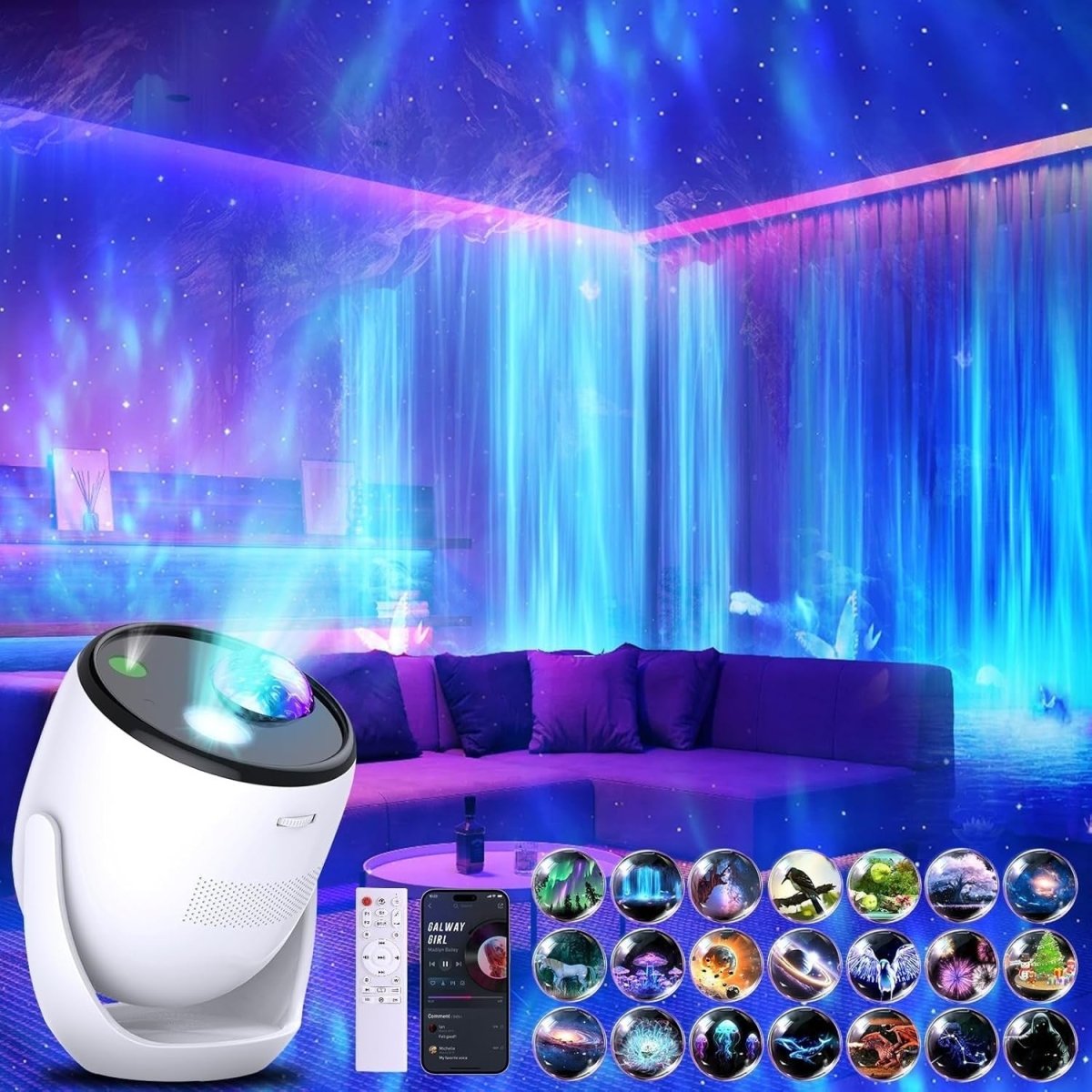 3D Galaxy Star Projector Bluetooth White Noise 99+ Effects Ceiling - Kwikley