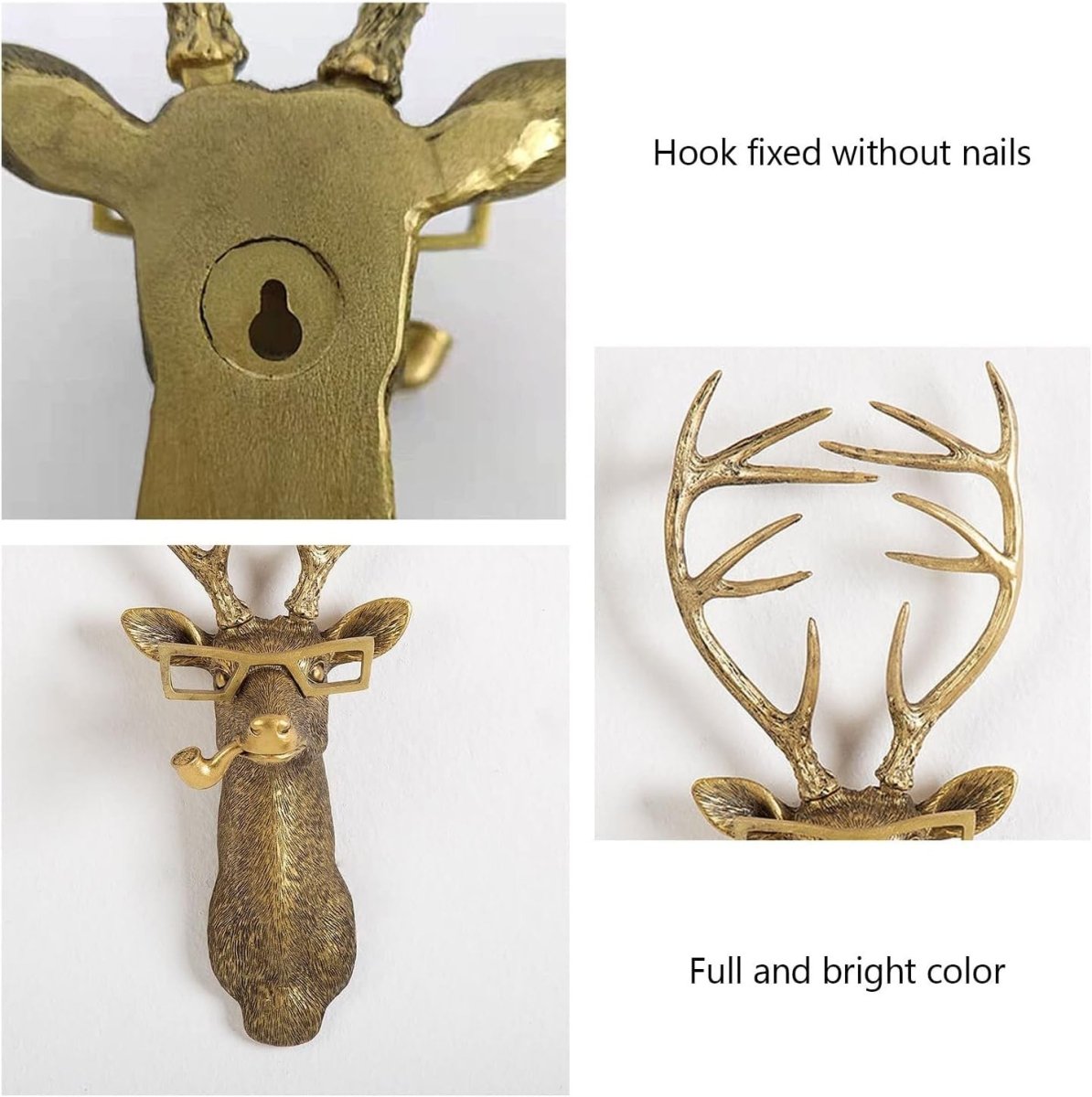 3D Gold Animal Head Wall Mount Deer Rabbit Bear Decor - Kwikley