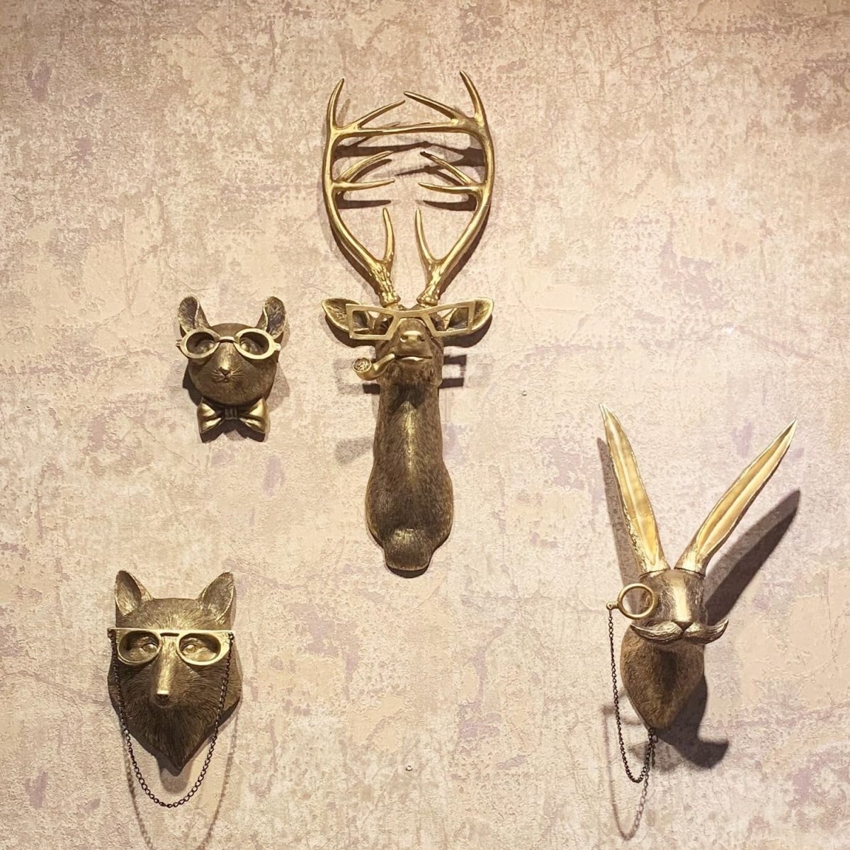 3D Gold Animal Head Wall Mount Deer Rabbit Bear Decor - Kwikley