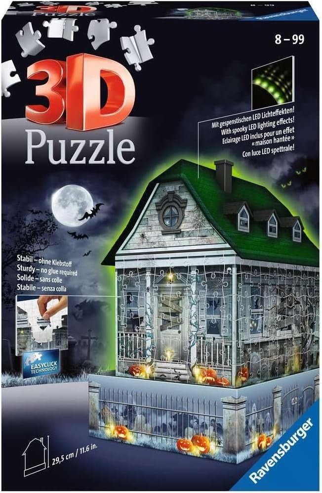 3D Haunted House Puzzle LED Halloween Building Model Decor 257 Pieces - Kwikley