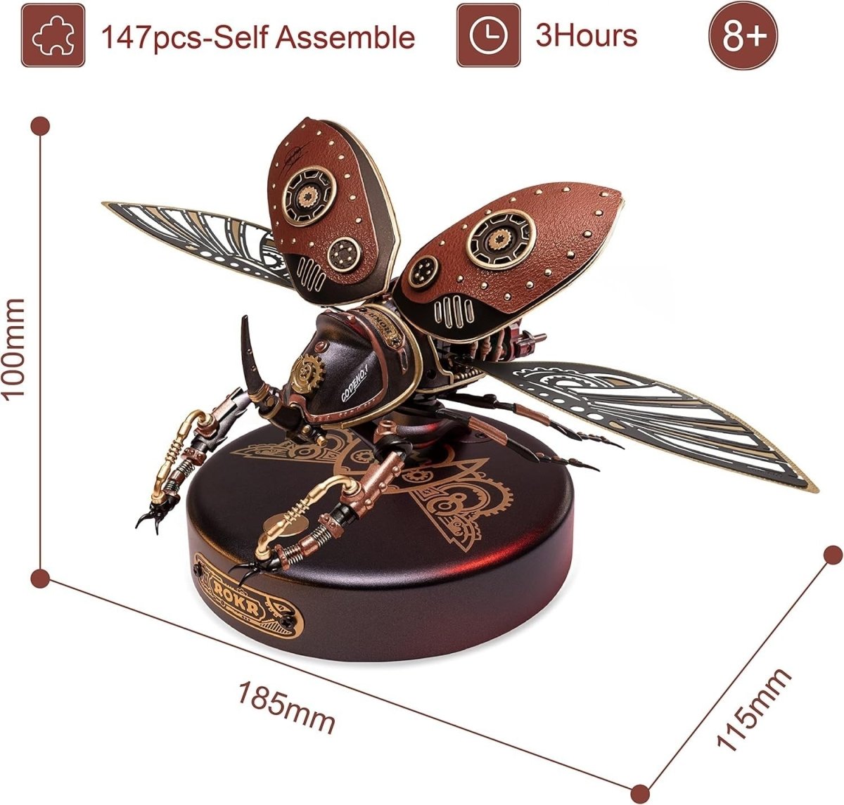 3D Hercules Beetle Model Kit LED Light Steampunk Puzzle 156PCS DIY - Kwikley