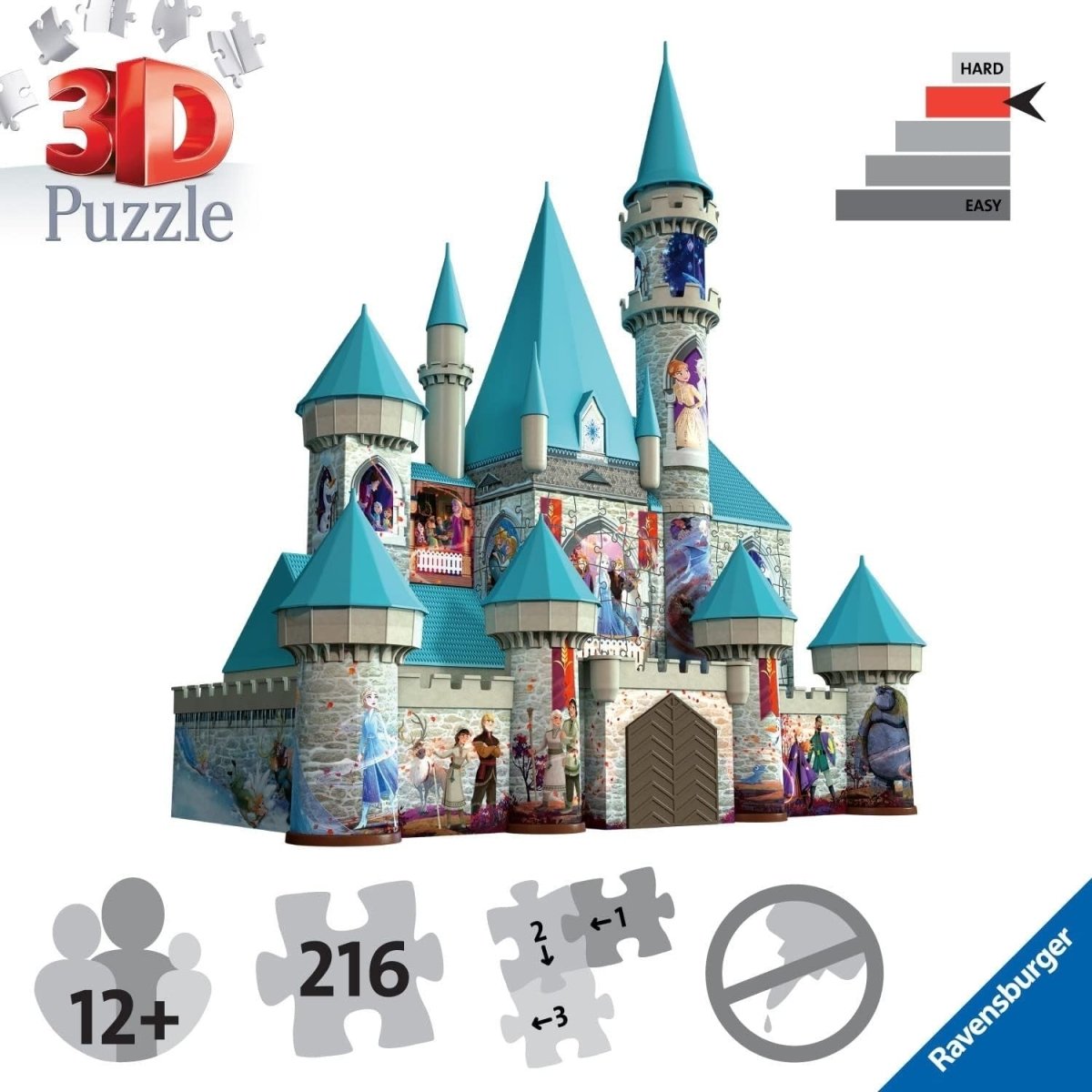 3D Ice Castle Puzzle 216 Piece Fantasy Palace Model Kit No Glue - Kwikley