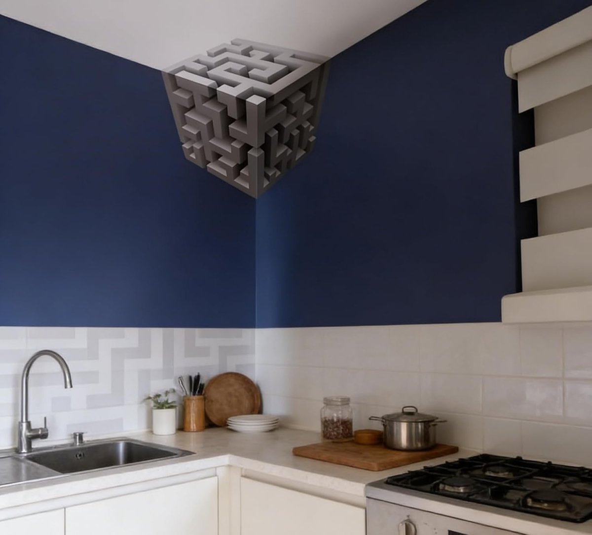 3D Impossible Corners Wall Art Stickers Geometric Cube Decor - Kwikley