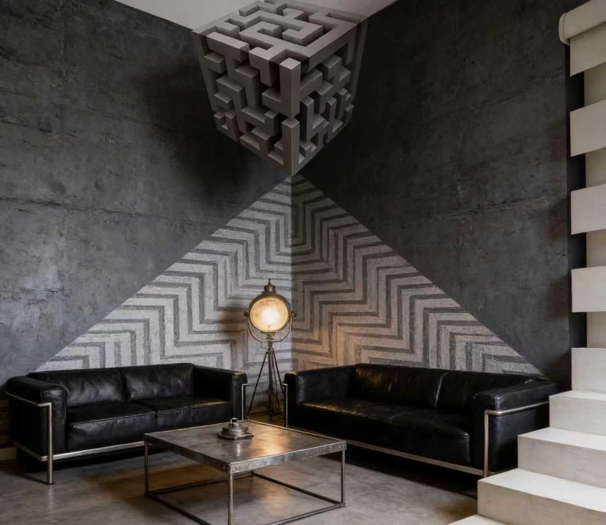 3D Impossible Corners Wall Art Stickers Geometric Cube Decor - Kwikley