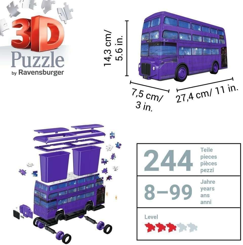 3D Knight Bus Puzzle 216 Piece Wizard Bus Model Desk Organizer Gift - Kwikley
