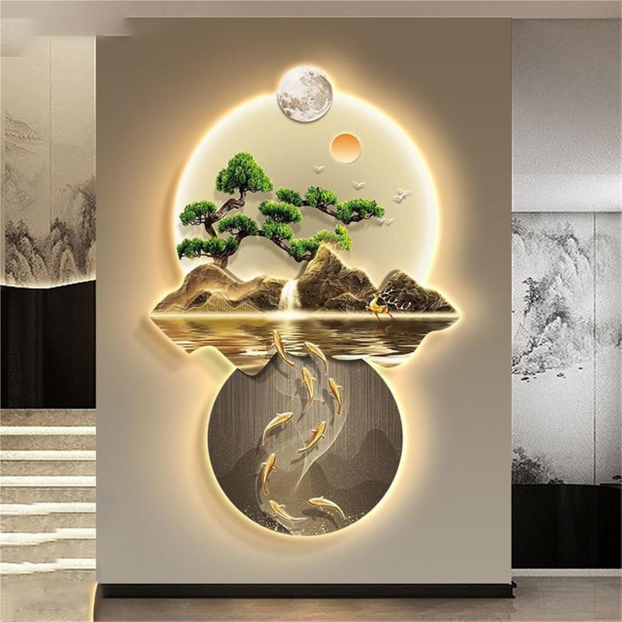 3D LED Wall Art Chinese Landscape Light Up Sculpture Decor - Kwikley
