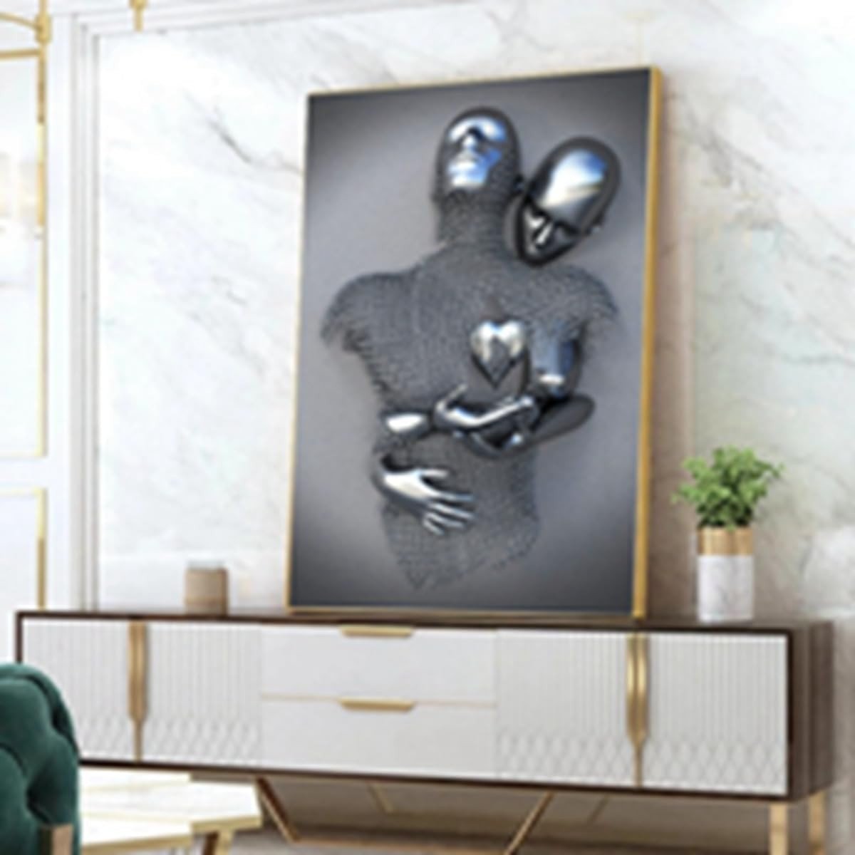 3D Lover Sculpture Canvas Wall Art Set 20x30cm Romantic - Kwikley