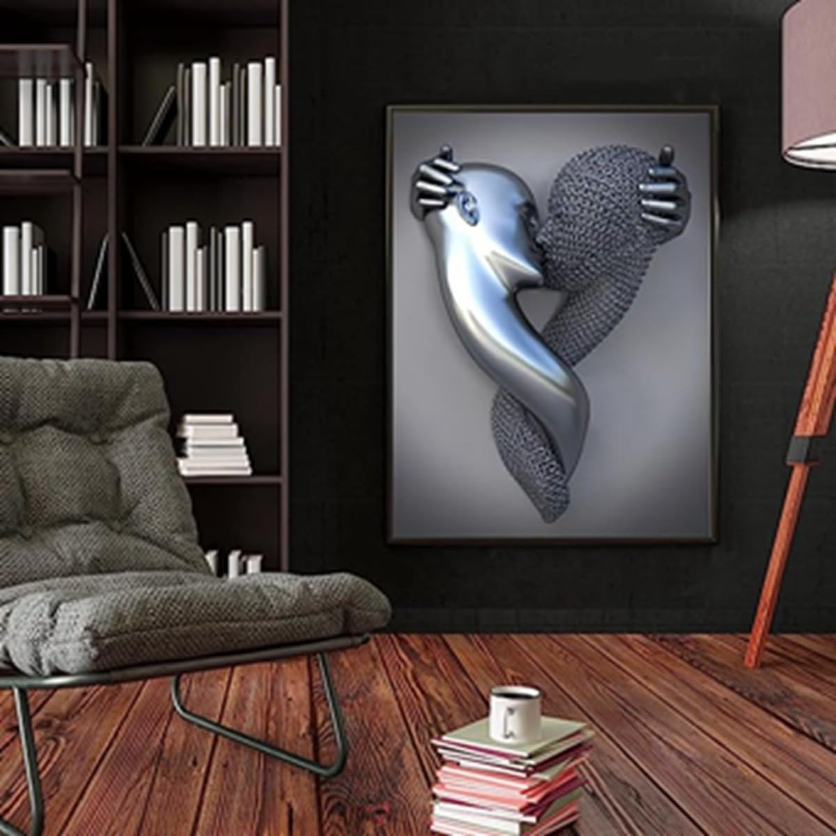 3D Lover Sculpture Canvas Wall Art Set 20x30cm Romantic - Kwikley