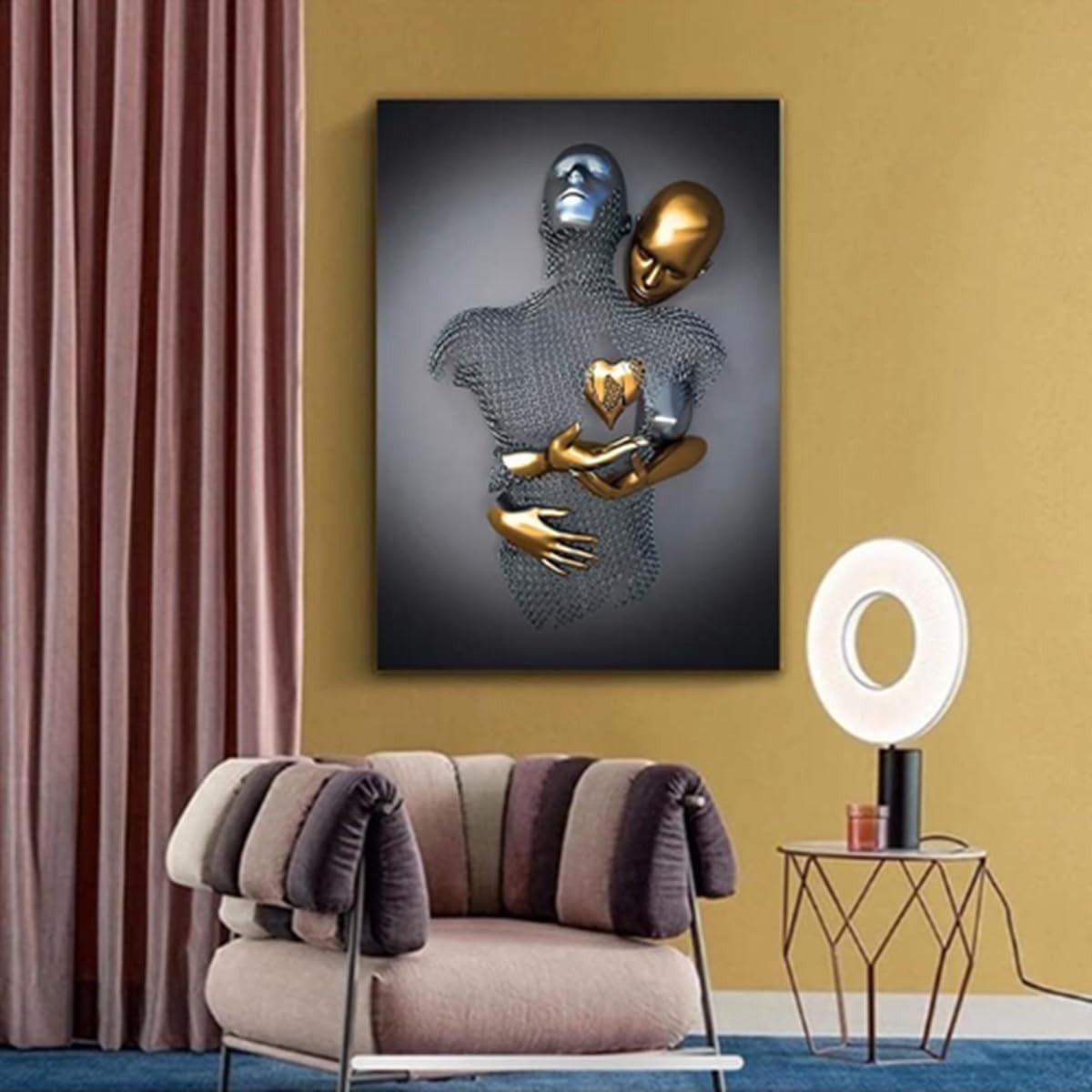 3D Lovers Canvas Wall Art 2 Panels 30x40cm Modern Romantic Decor - Kwikley
