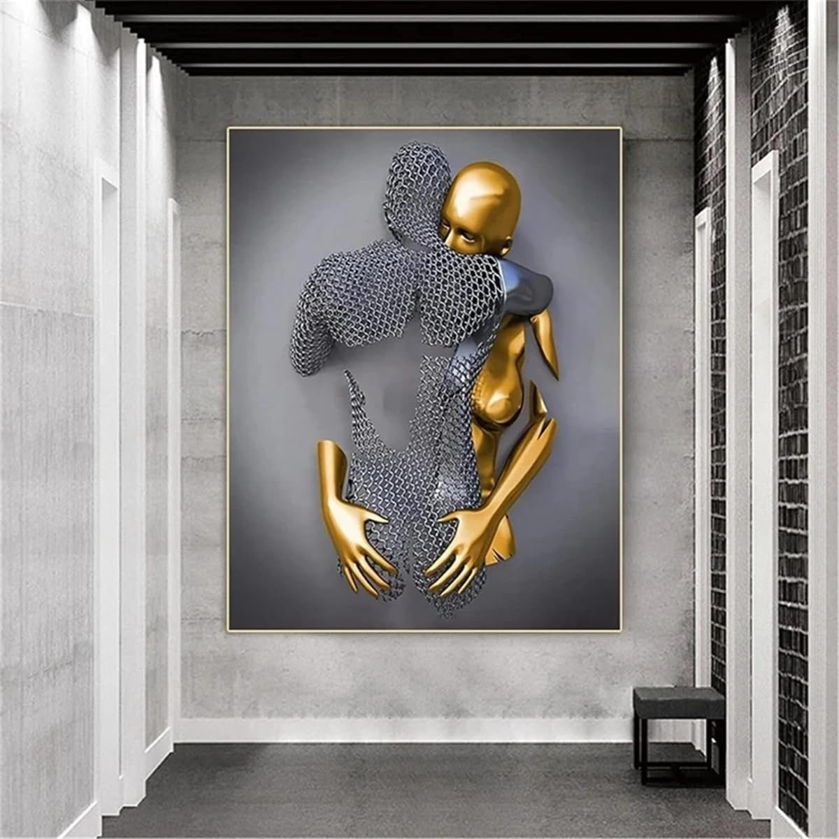 3D Lovers Canvas Wall Art 2 Panels 30x40cm Modern Romantic Decor - Kwikley