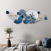 3D Luxury Metal Wall Art Handmade Blue Modern Decor - Kwikley