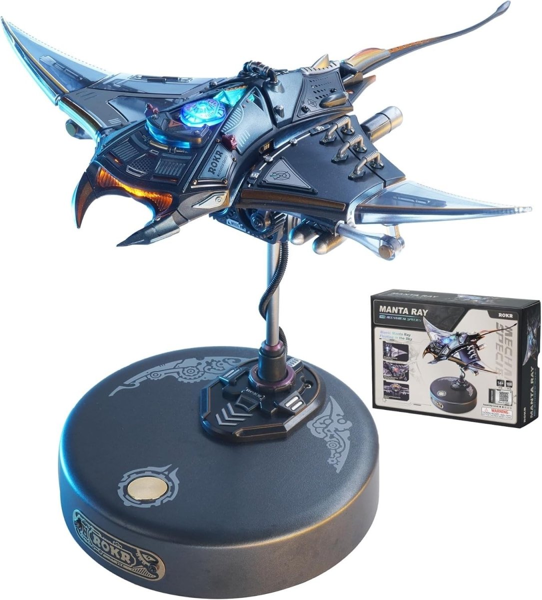 3D Manta Ray Mechanical Puzzle Kit LED Moving Sea Creature Model - Kwikley