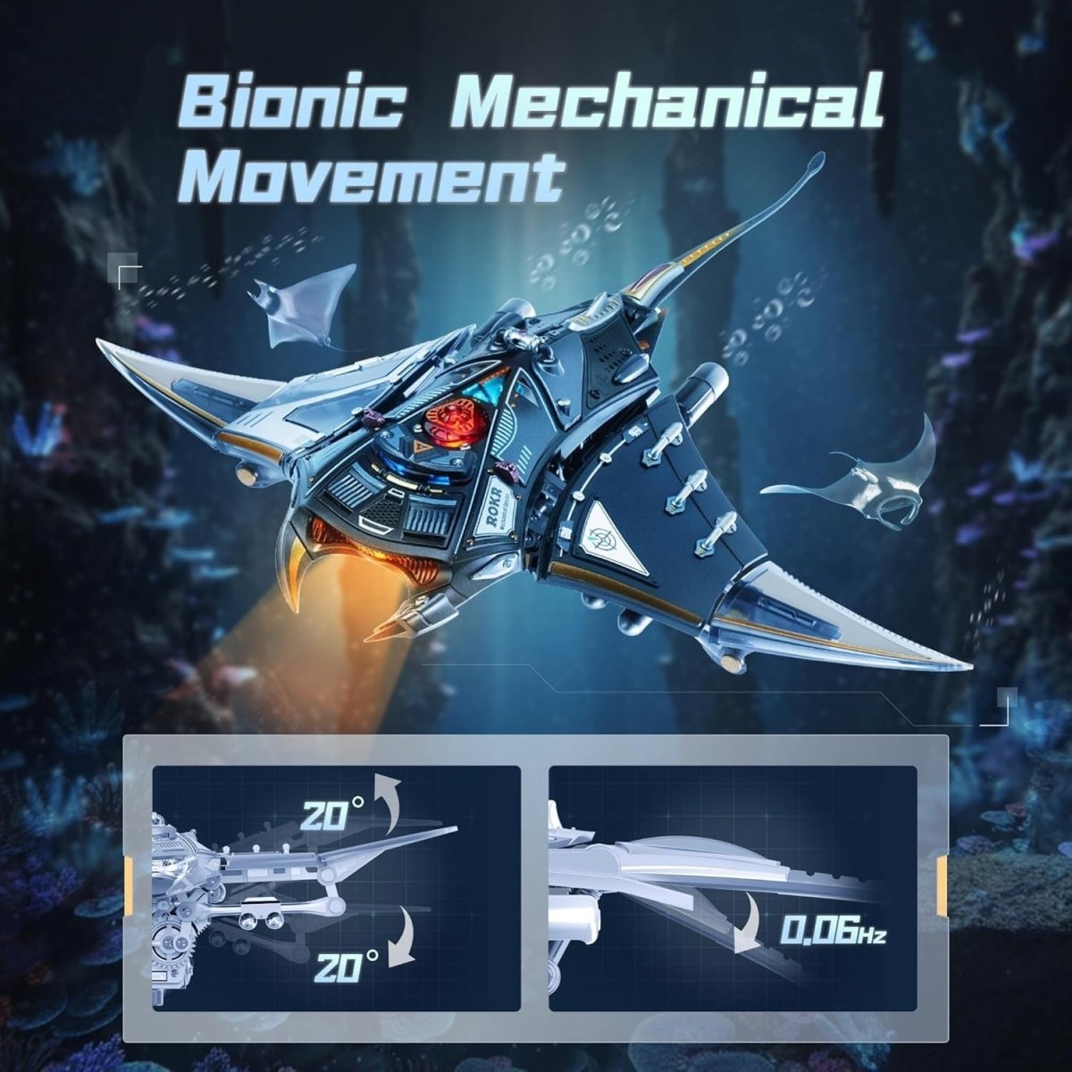 3D Manta Ray Mechanical Puzzle Kit LED Moving Sea Creature Model - Kwikley