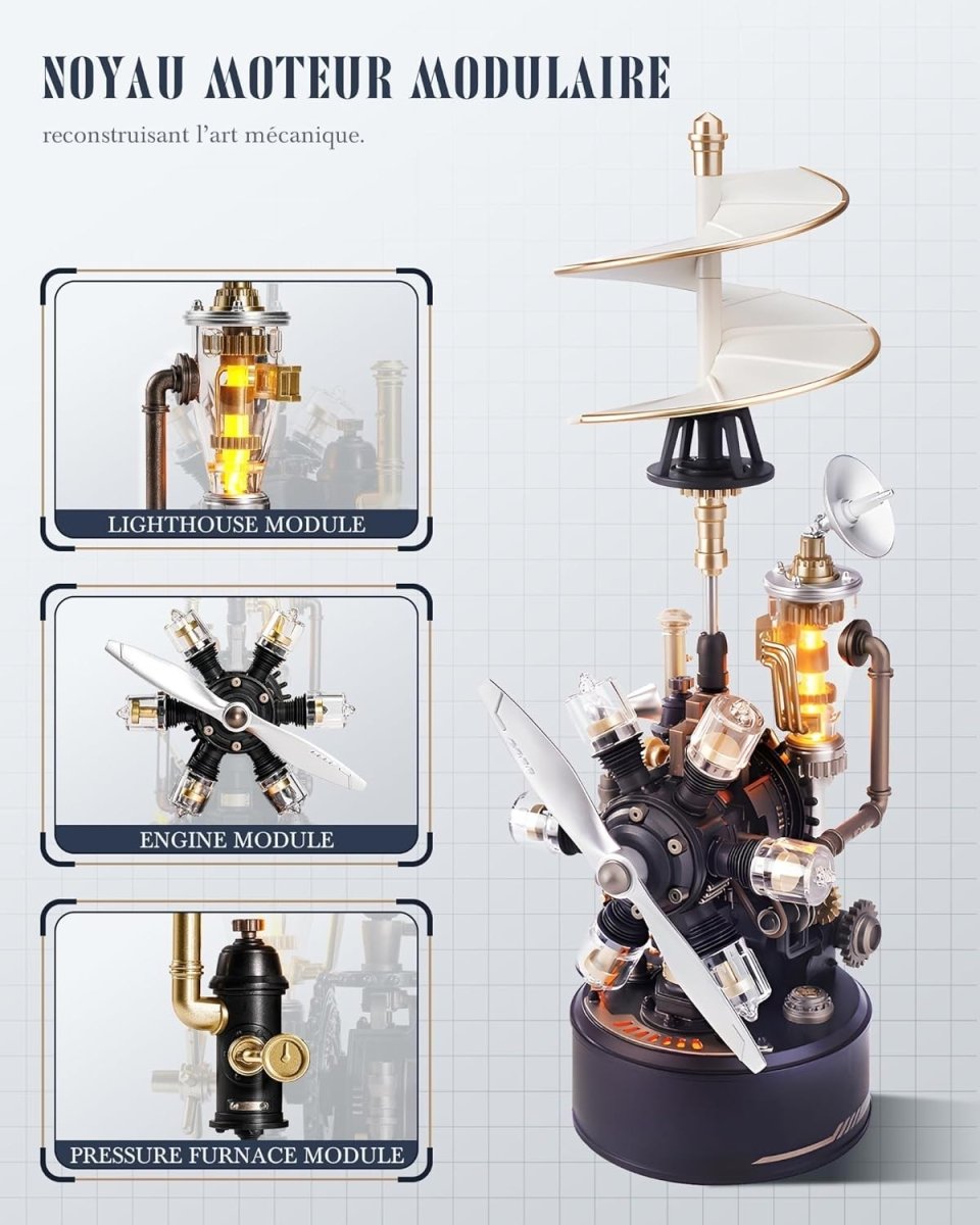 3D Mechanical Helicopter Model Kit LED Motion STEM Engineering Puzzle - Kwikley