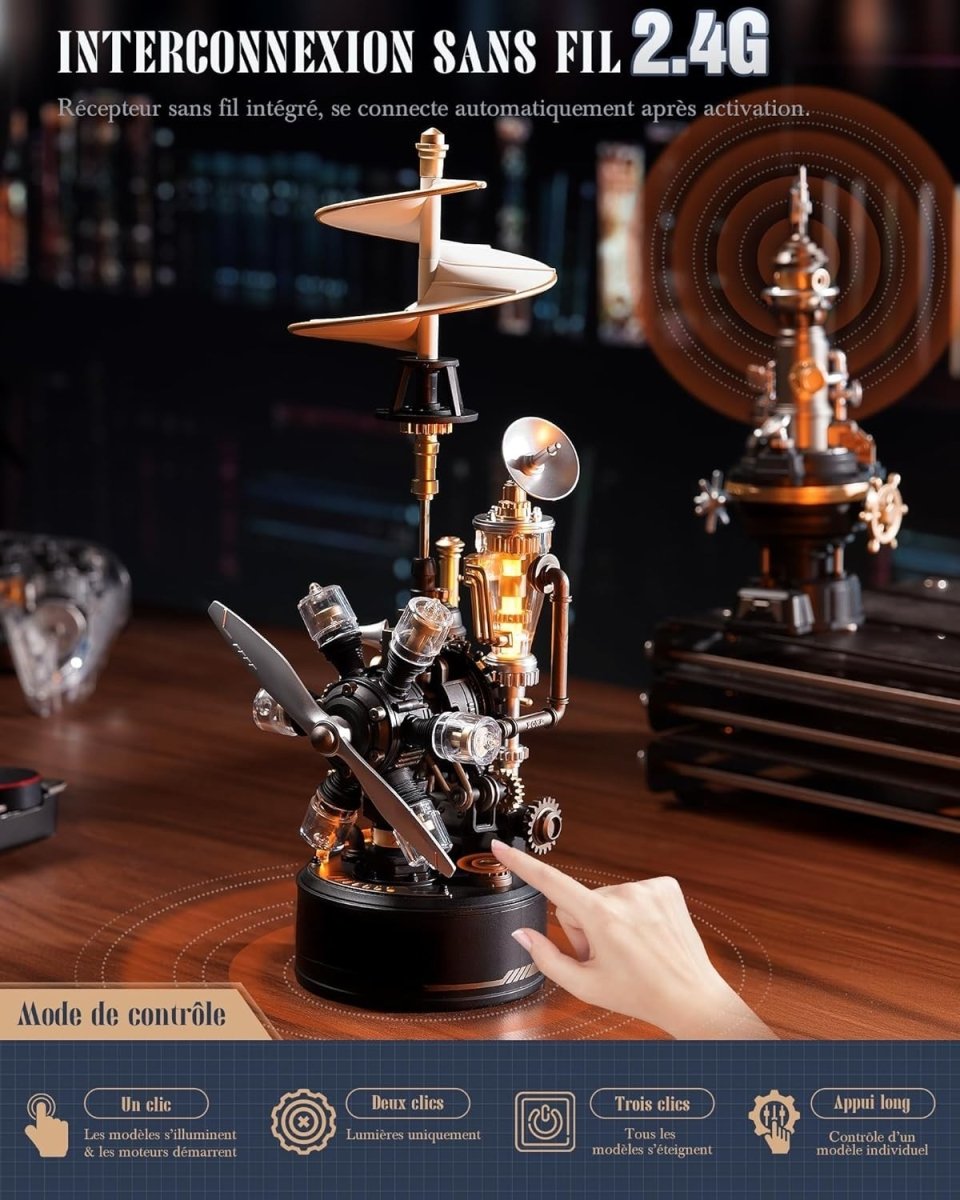 3D Mechanical Helicopter Model Kit LED Motion STEM Engineering Puzzle - Kwikley