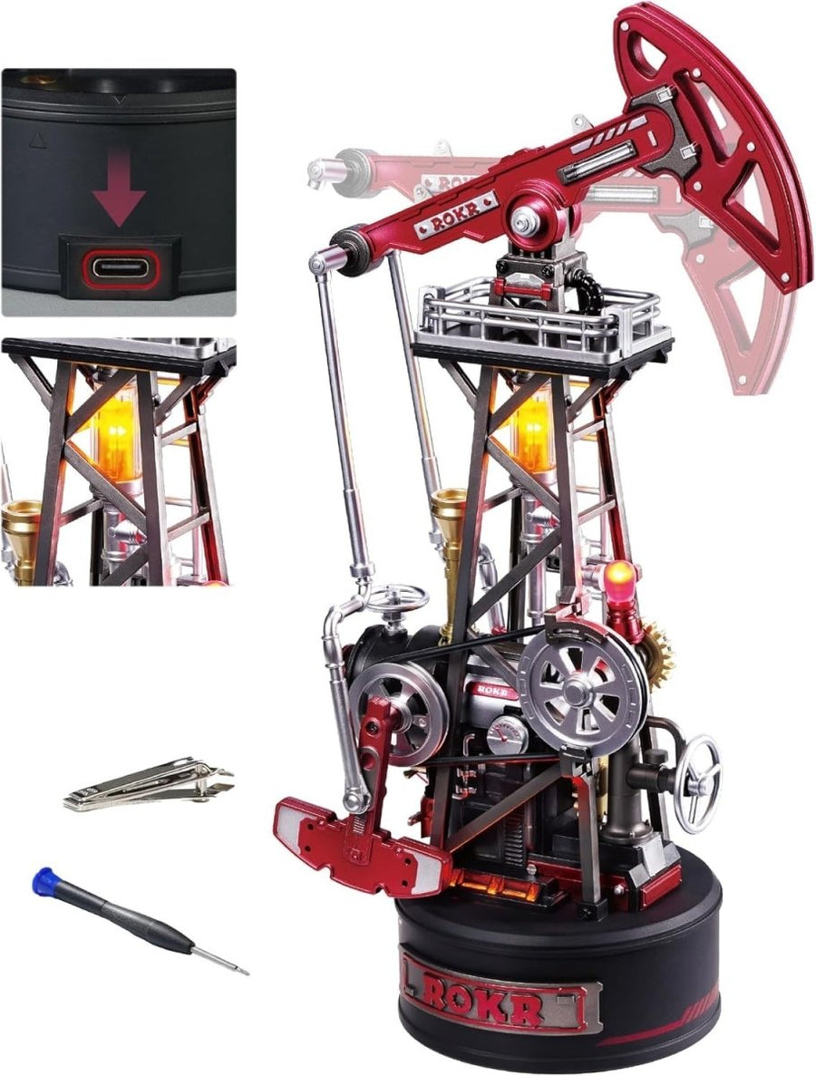 3D Mechanical Oil Pump Jack Model Kit USB Powered Industrial Display - Kwikley