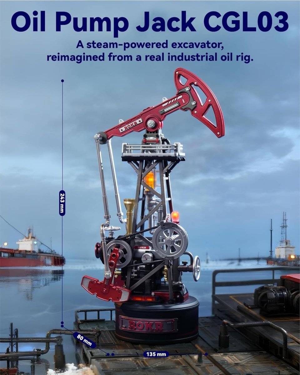 3D Mechanical Oil Pump Jack Model Kit USB Powered Industrial Display - Kwikley