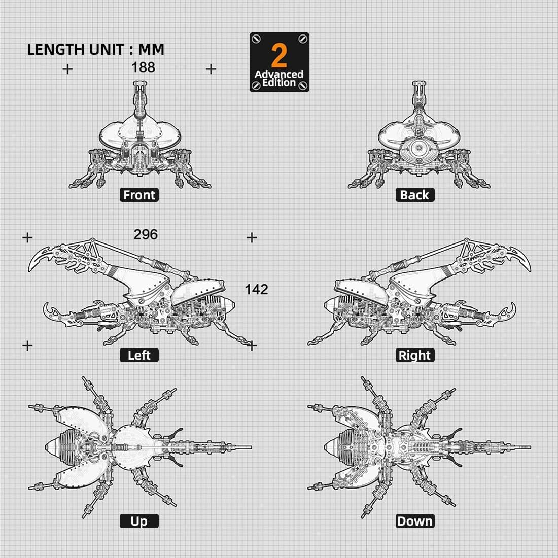 3D Metal Beetle Puzzle Steampunk Insect Model Kit 1014PCS DIY Display - Kwikley