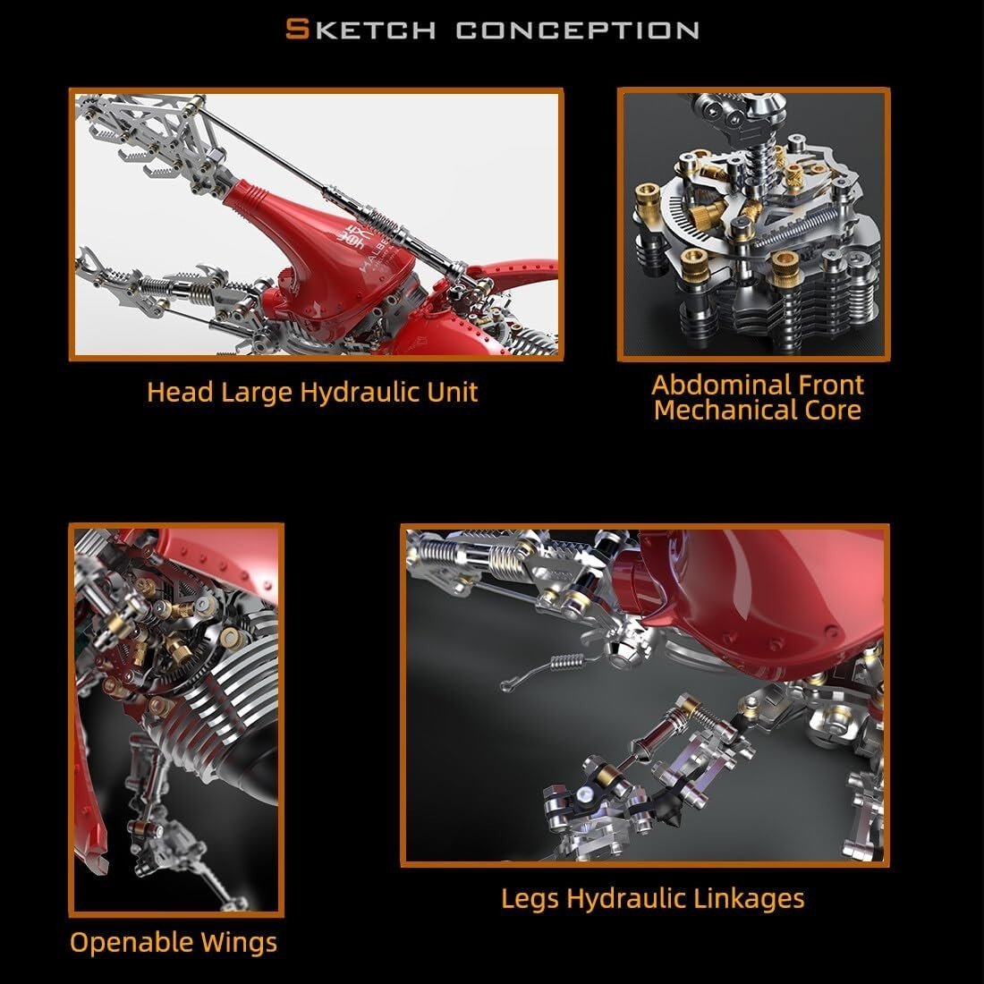 3D Metal Beetle Puzzle Steampunk Insect Model Kit 1014PCS DIY Display - Kwikley