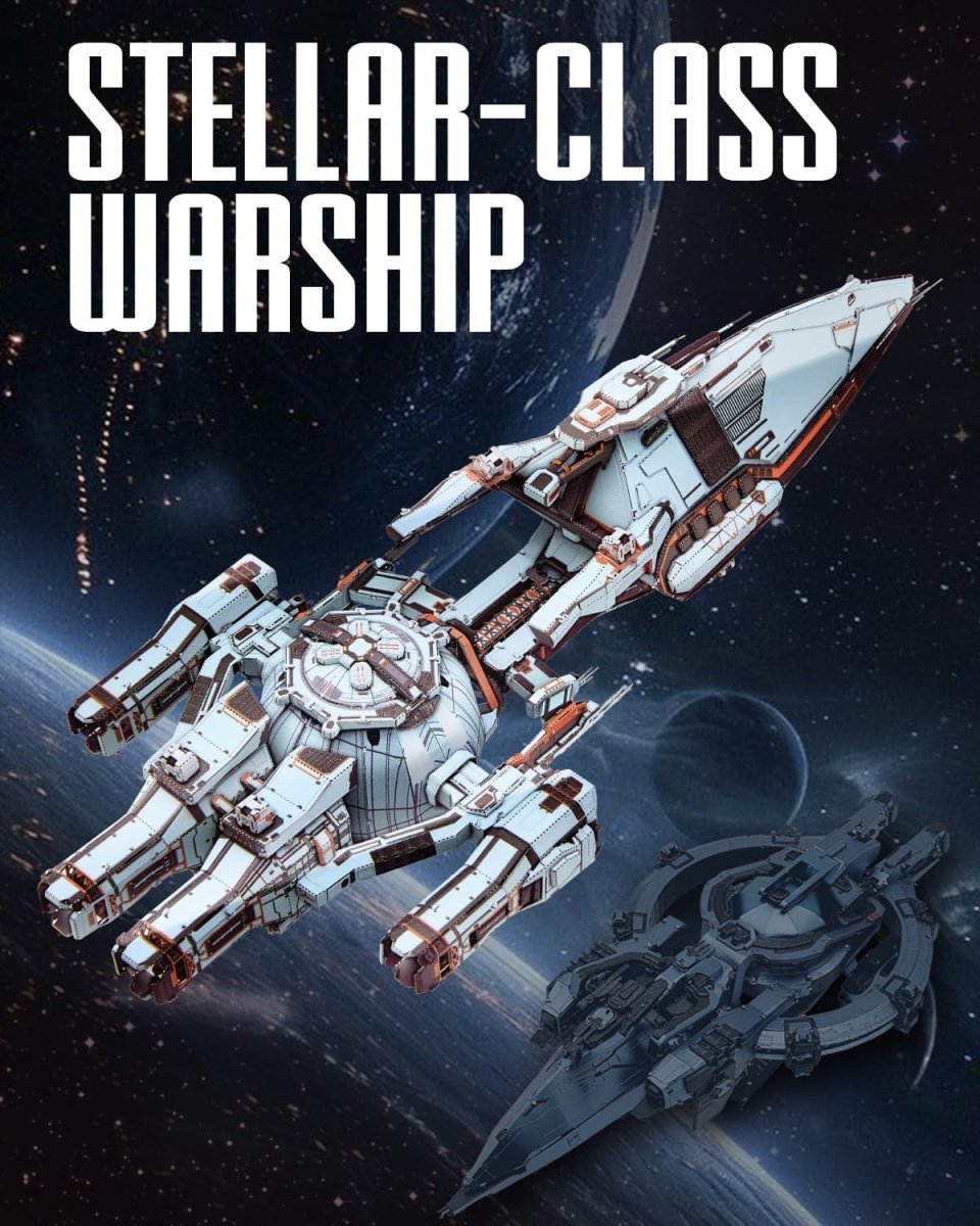 3D Metal Blue Space Starship Puzzle Kit 259PCS Sci-Fi DIY Model - Kwikley