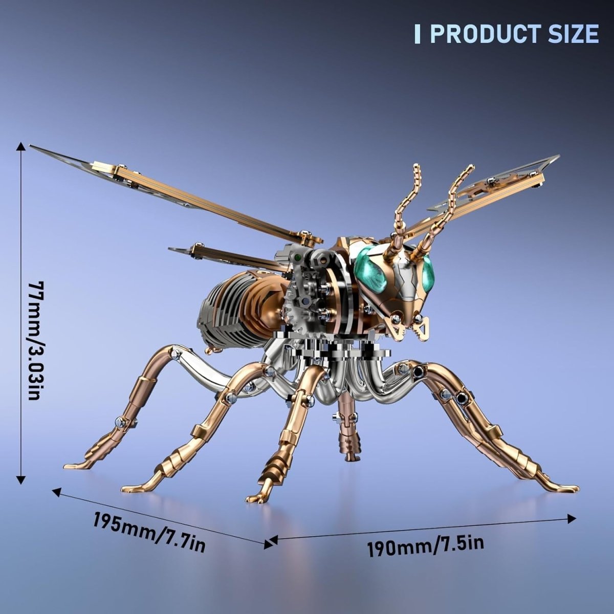 3D Metal Bumblebee Puzzle Kit 314PCS Rose Gold DIY Insect Model - Kwikley