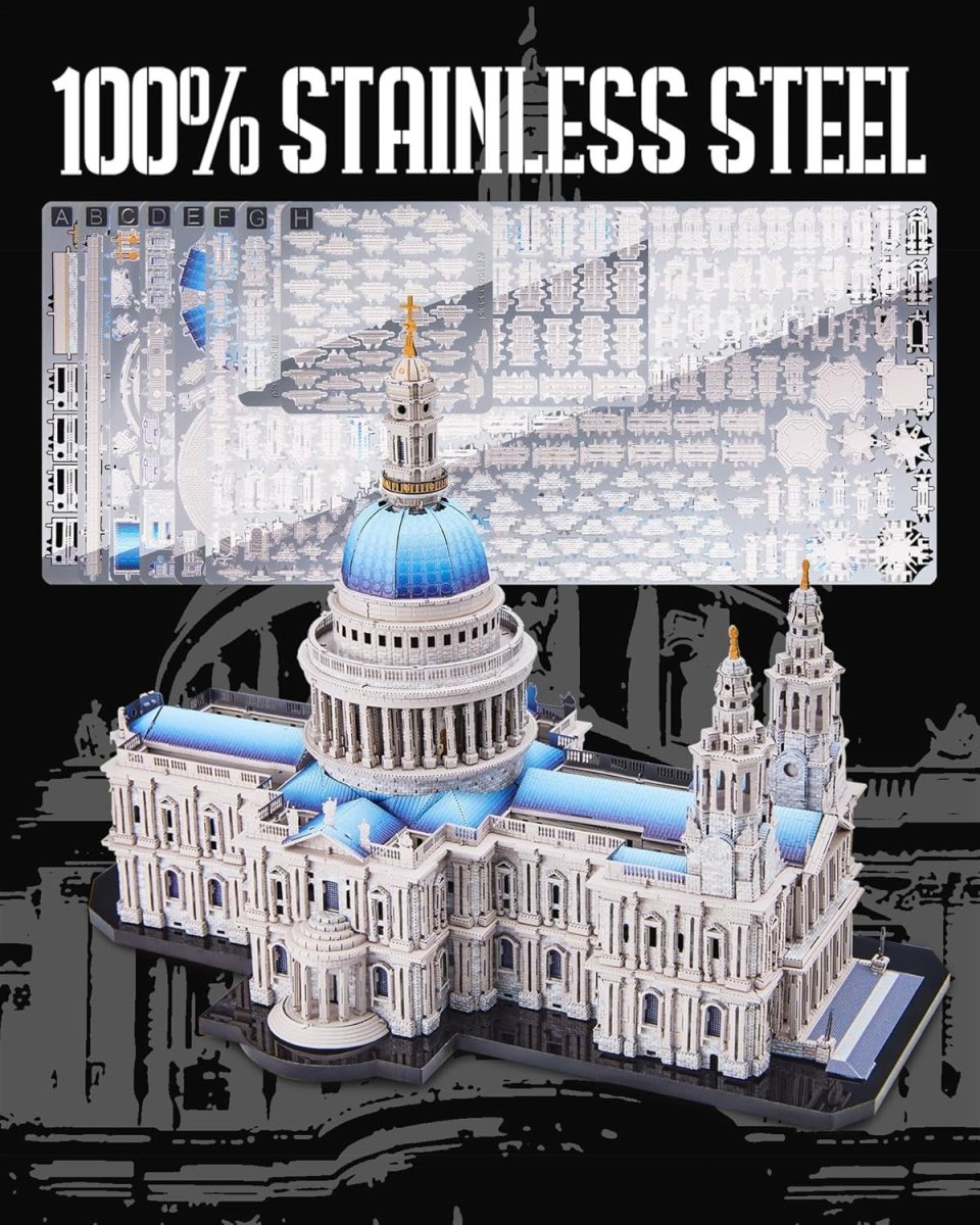 3D Metal Cathedral Puzzle Architecture Model Kit 639PCS DIY Display - Kwikley