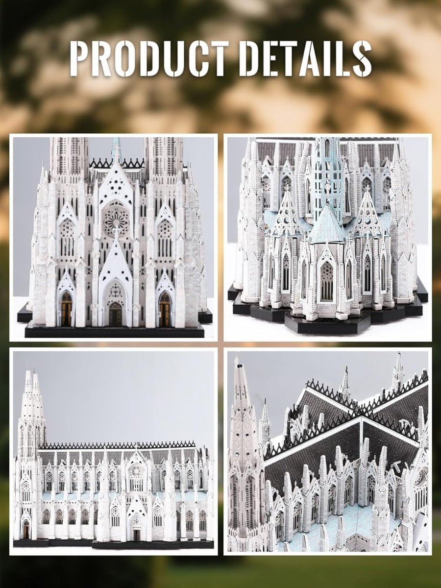 3D Metal Cathedral Puzzle Kit 418PCS Stainless Steel Model Adult DIY - Kwikley