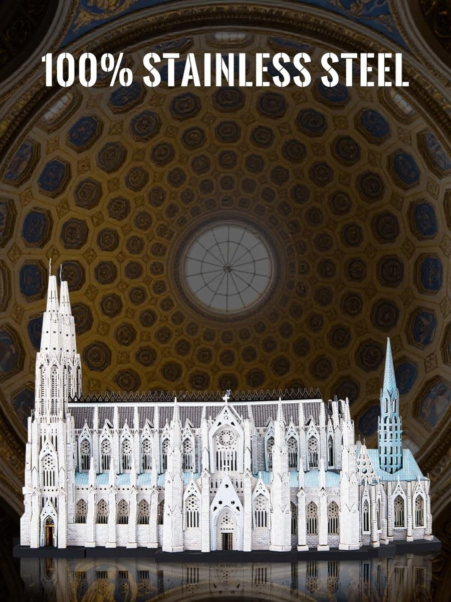3D Metal Cathedral Puzzle Kit 418PCS Stainless Steel Model Adult DIY - Kwikley