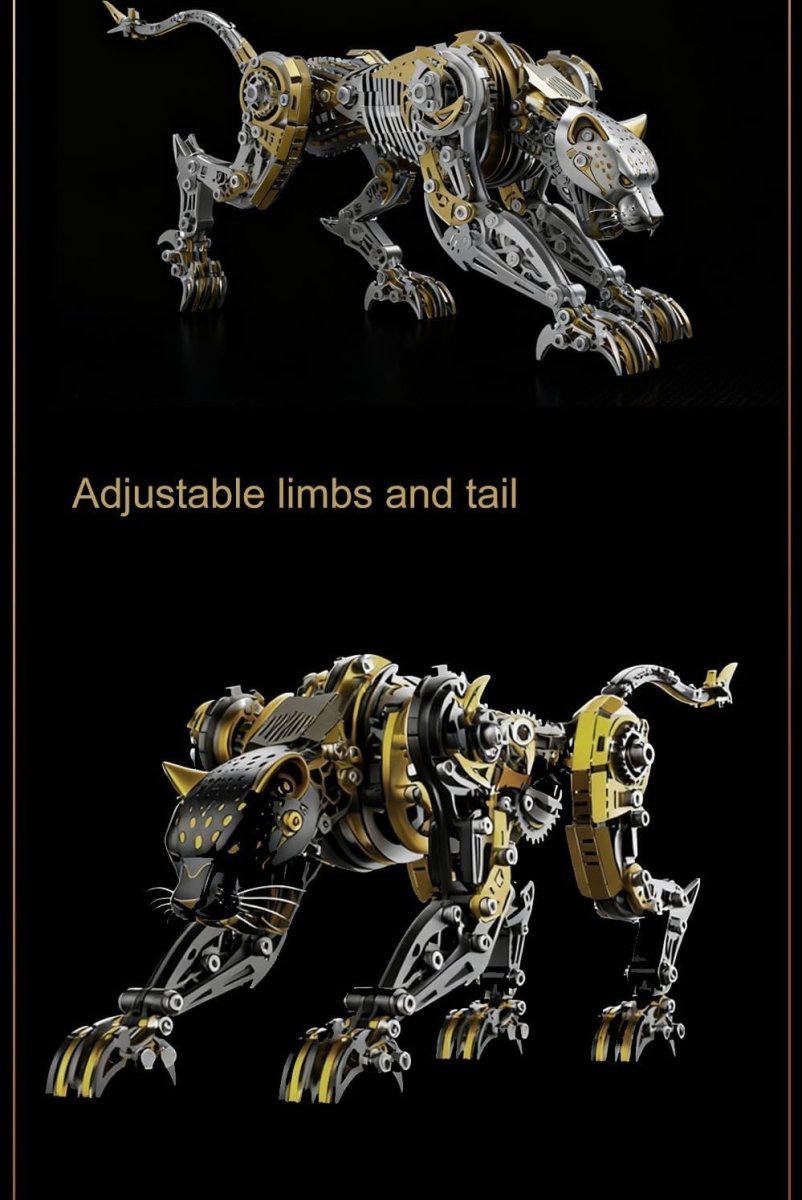 3D Metal Cheetah Puzzle Kit 600PCS Steampunk Leopard DIY Model - Kwikley