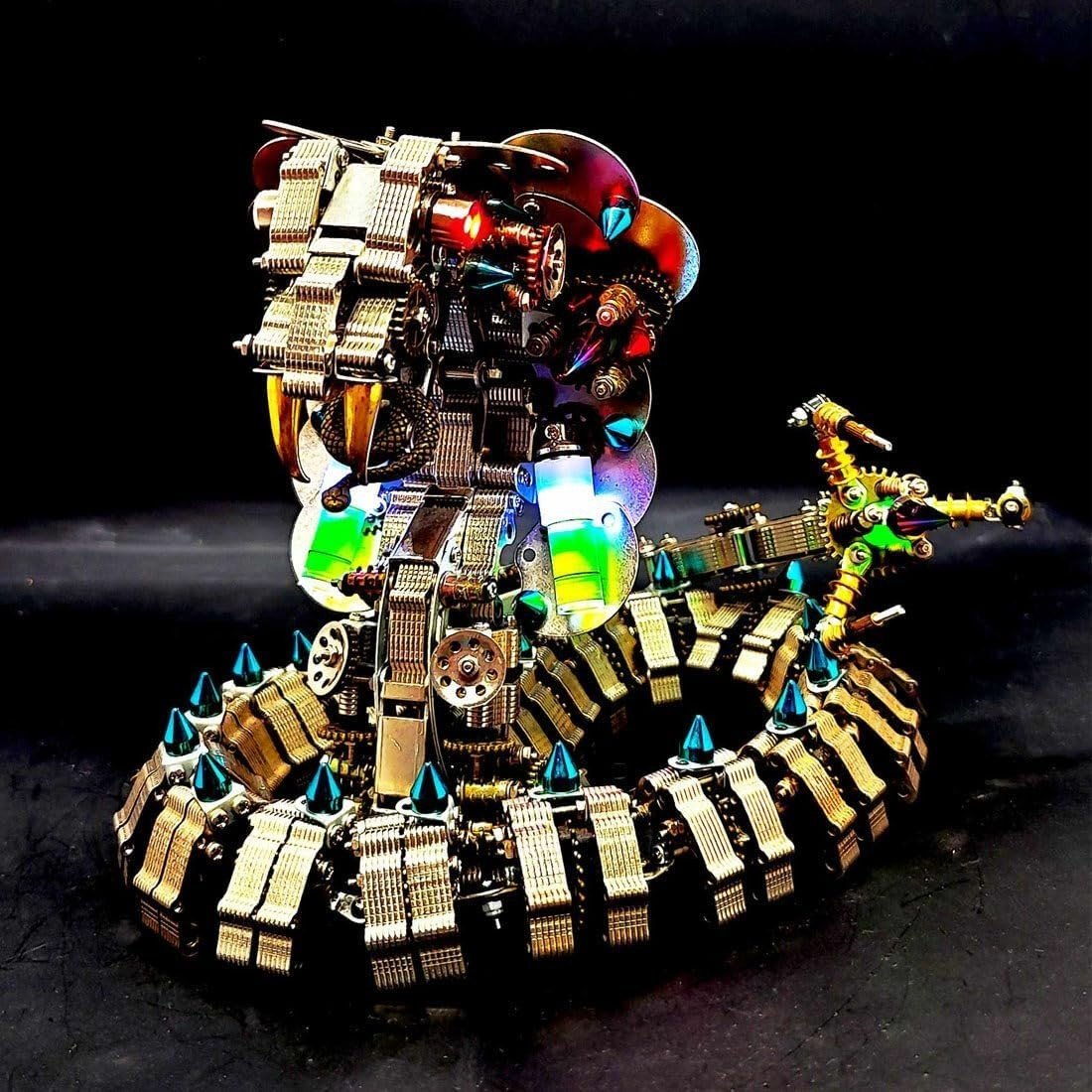 3D Metal Cobra Puzzle Kit 1000PCS Articulated Steampunk Snake Model - Kwikley